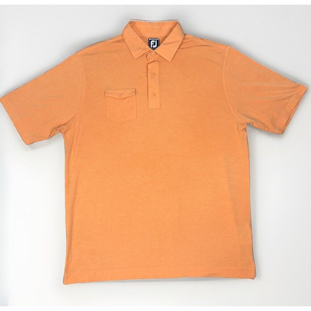 Footjoy Men's Athletic Fit Solid Pocket Golf Polo Shirt Size XL Peach EUC